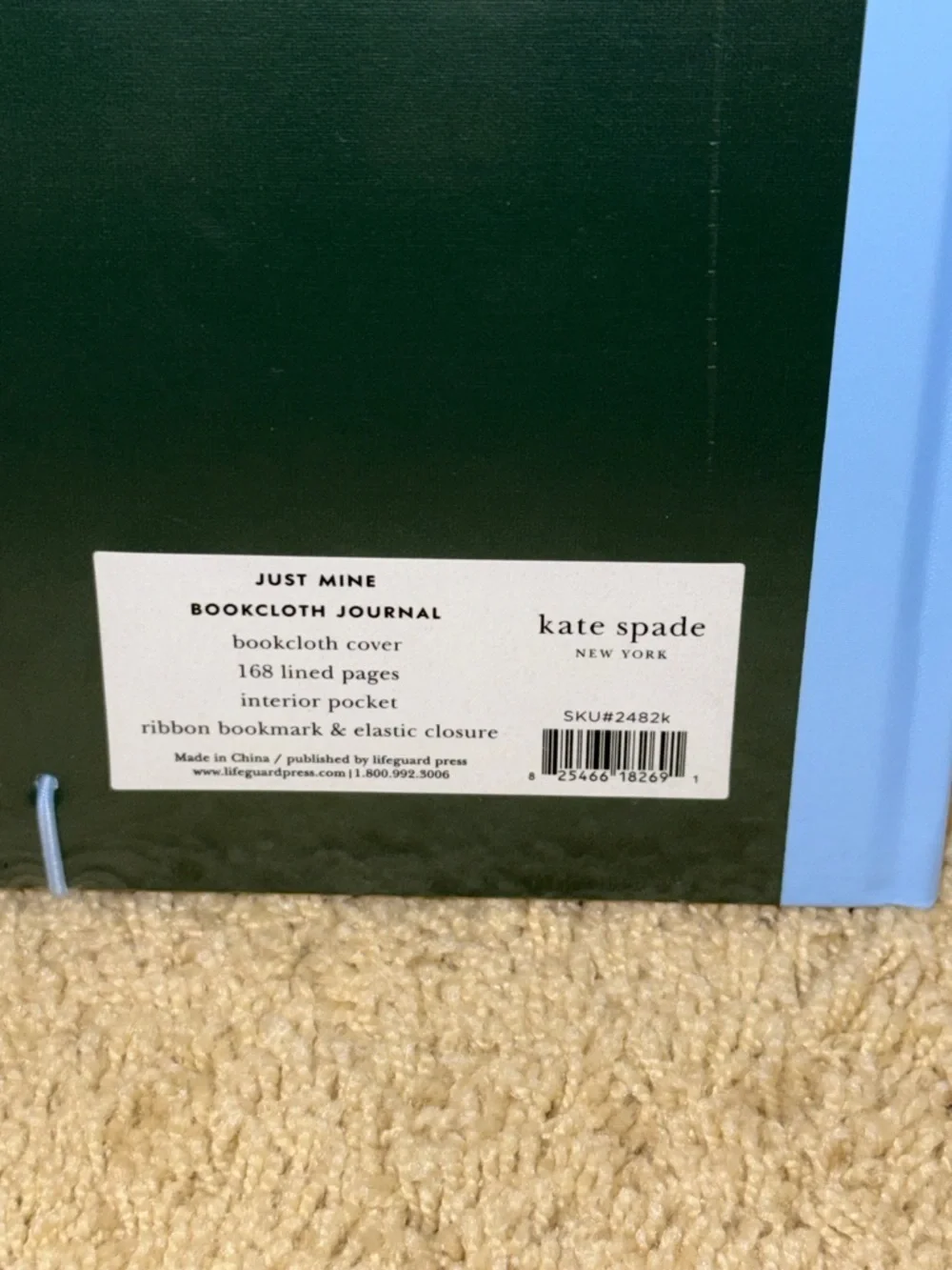kate spade Dark Green Journal with Light Blue ‘k’